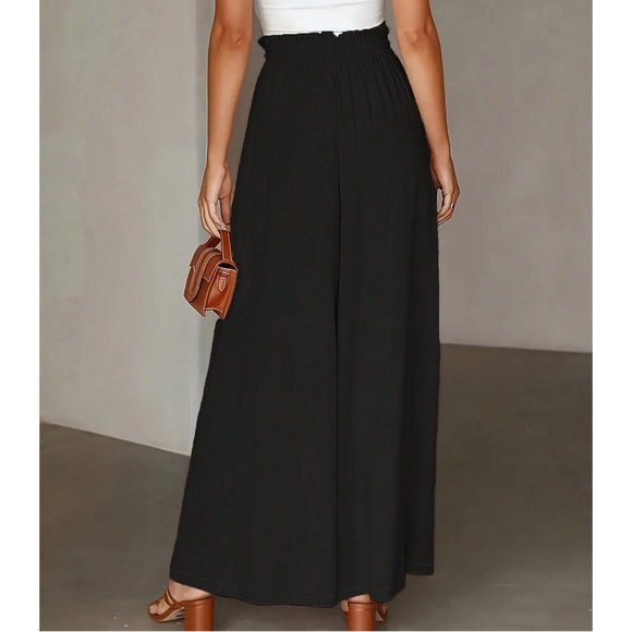 Plus Paper bag High Waisted Pockets Wide leg pants - Picture 6 of 15